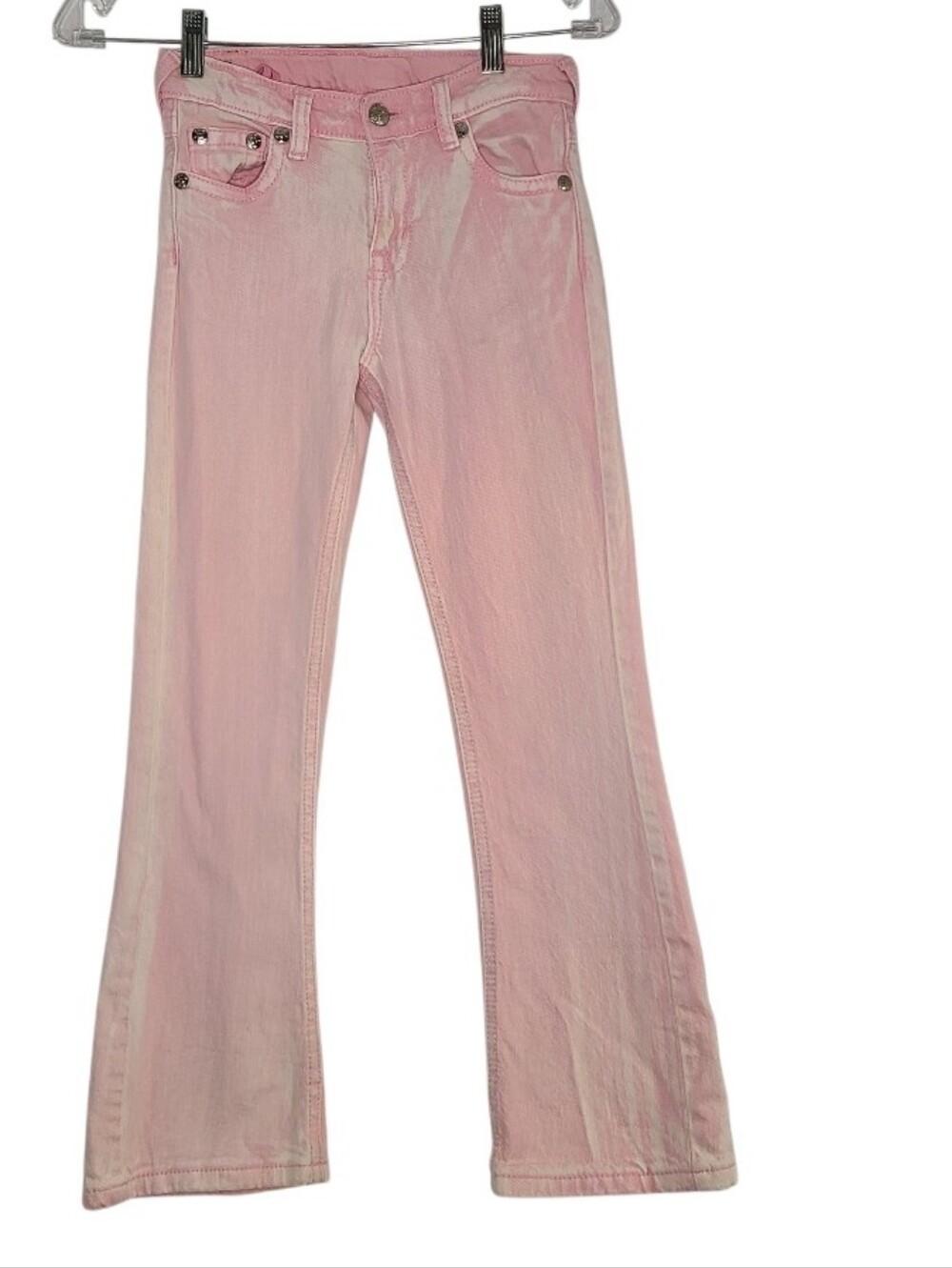 True Religion Joey Hi Rise Flare Pink Acid Wash Jeans Size 8